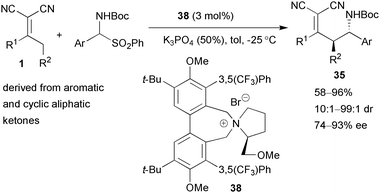 Asymmetric vinylogous Mannich reaction catalysed by a phase-transfer catalyst.